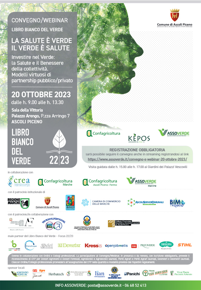 INVITATION | CONFERENCE/WEBINAR, ASCOLI PICENO, FRIDAY 20 OCTOBER 2023: GREEN WHITE PAPER